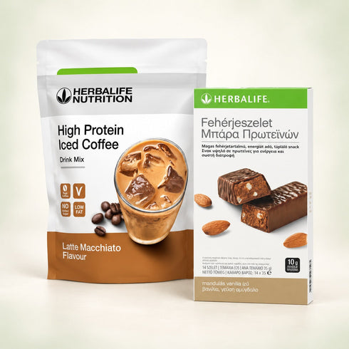 Πακέτο σνακ: High Protein Iced Coffee και κουτί με μπάρες πρωτεΐνης